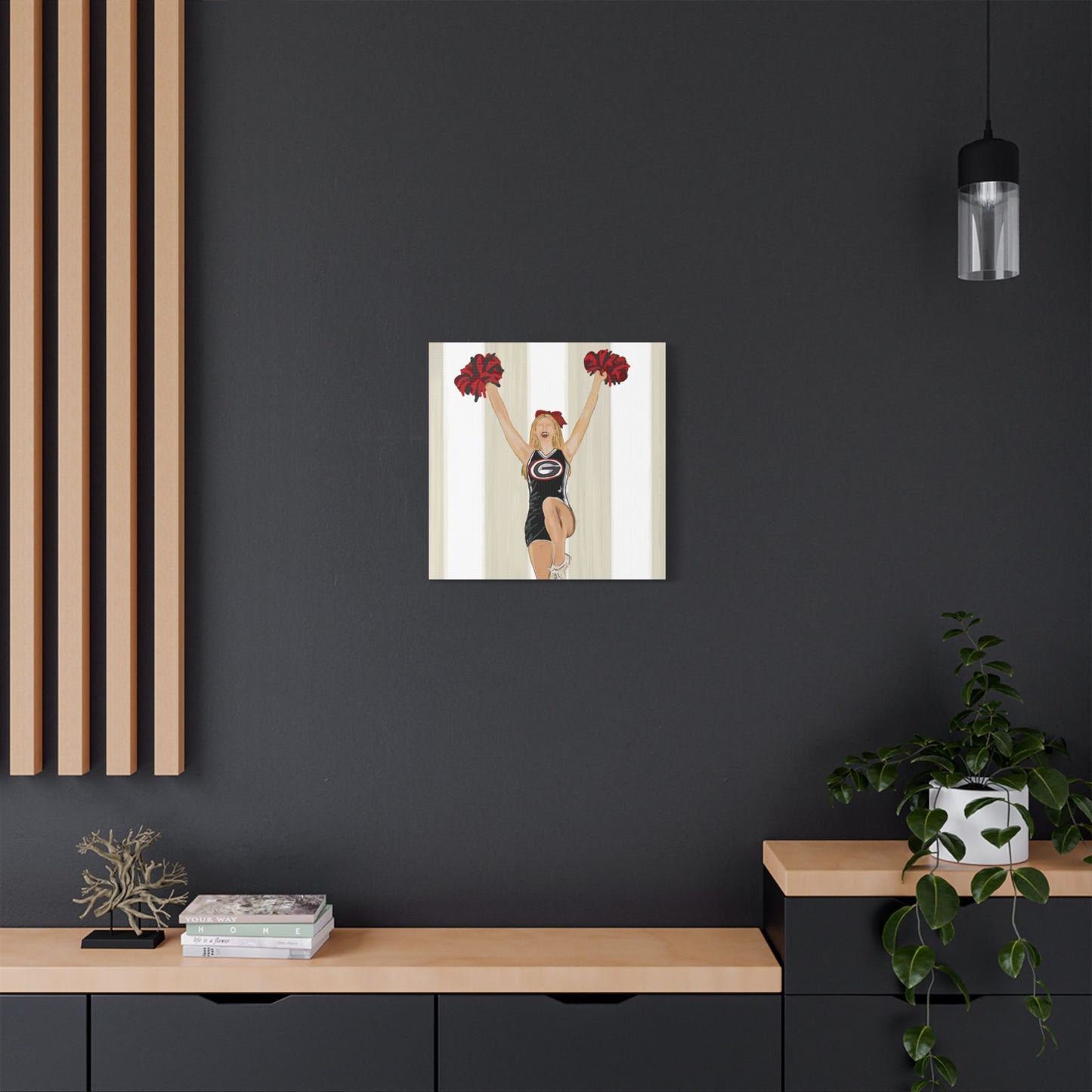 Buldldog Cheerleader Canvas Wall Art, Cheer Decoration, College Spirit Decor, Dorm Room Art, Team Pride Wall Hanging
