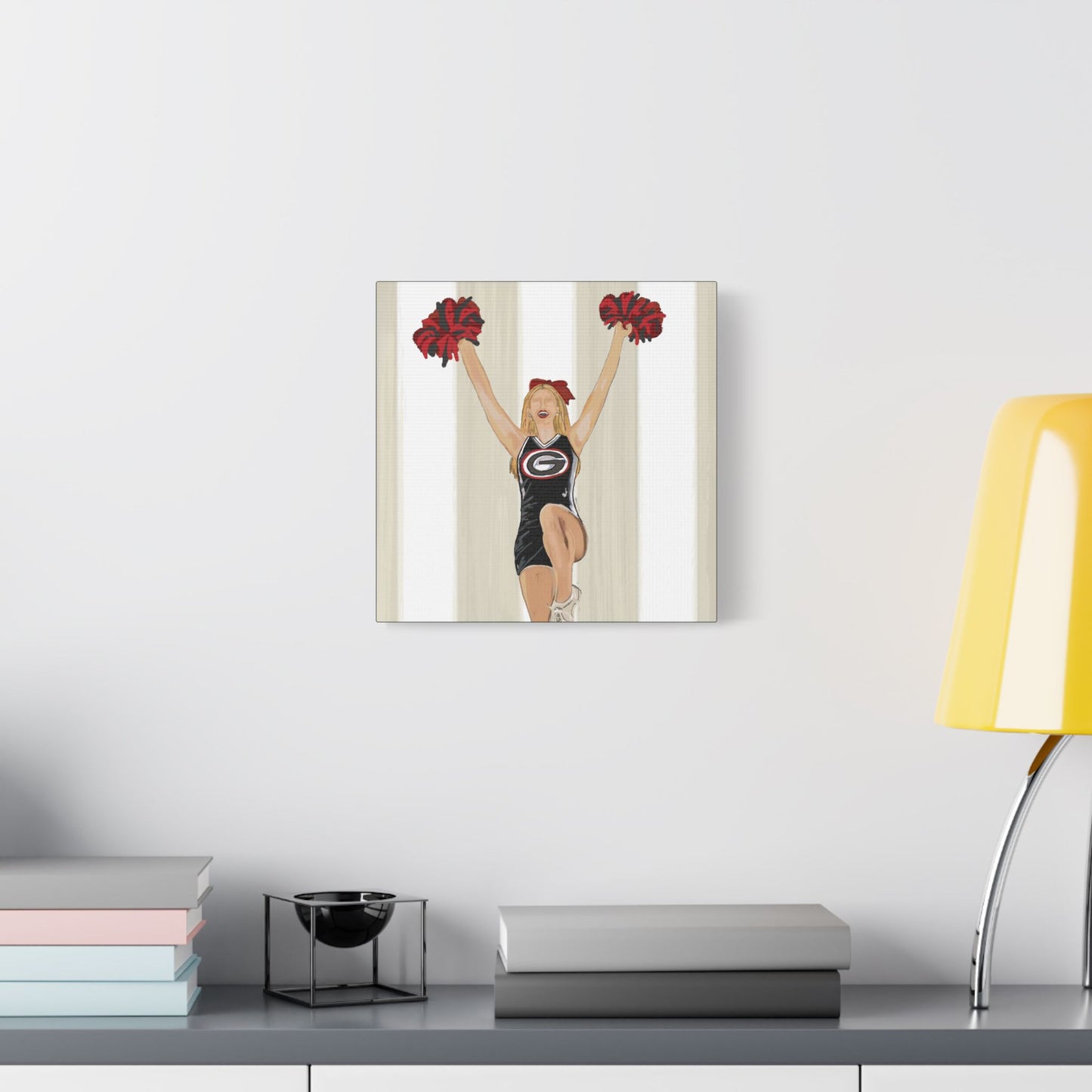 Buldldog Cheerleader Canvas Wall Art, Cheer Decoration, College Spirit Decor, Dorm Room Art, Team Pride Wall Hanging