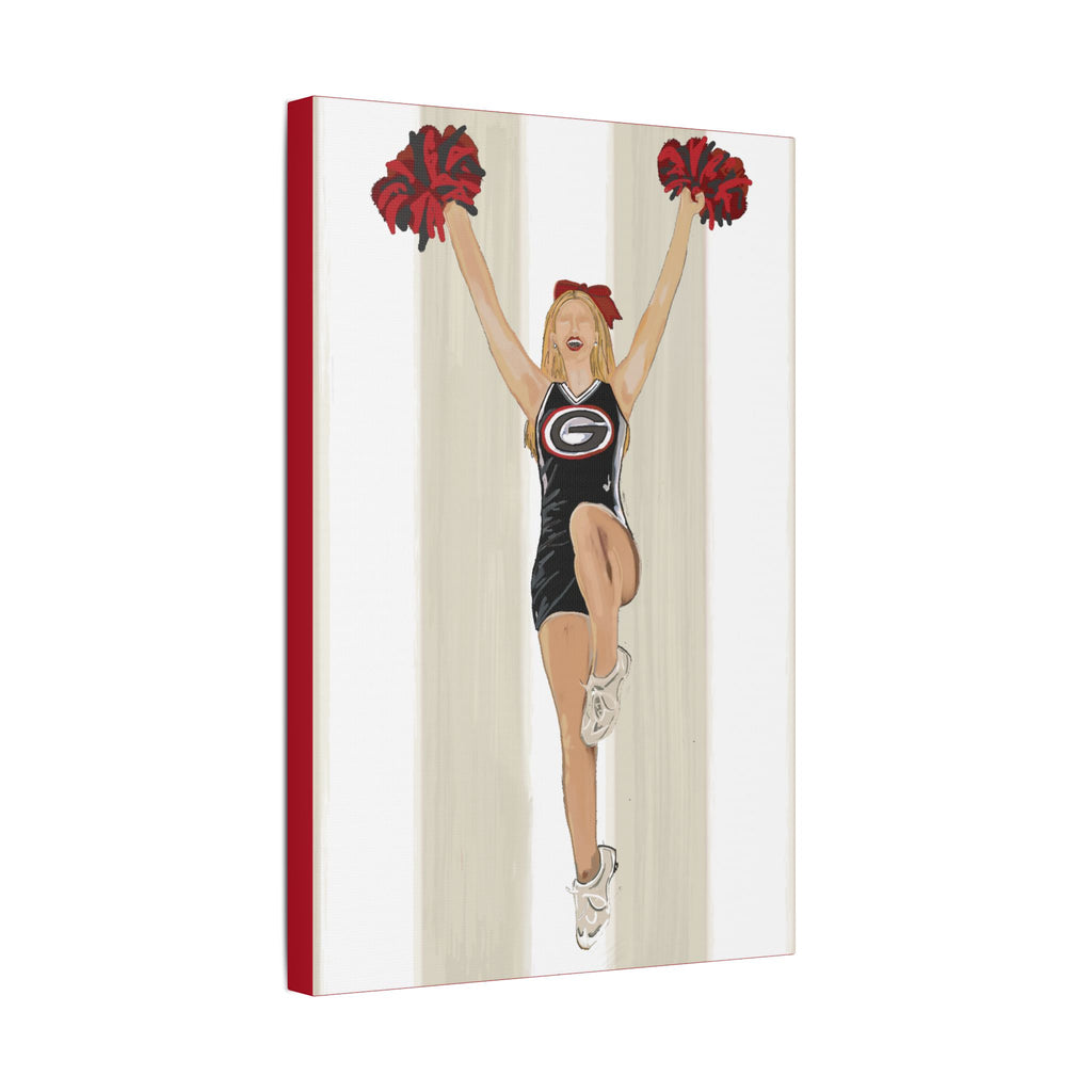 Buldldog Cheerleader Canvas Wall Art, Cheer Decoration, College Spirit Decor, Dorm Room Art, Team Pride Wall Hanging