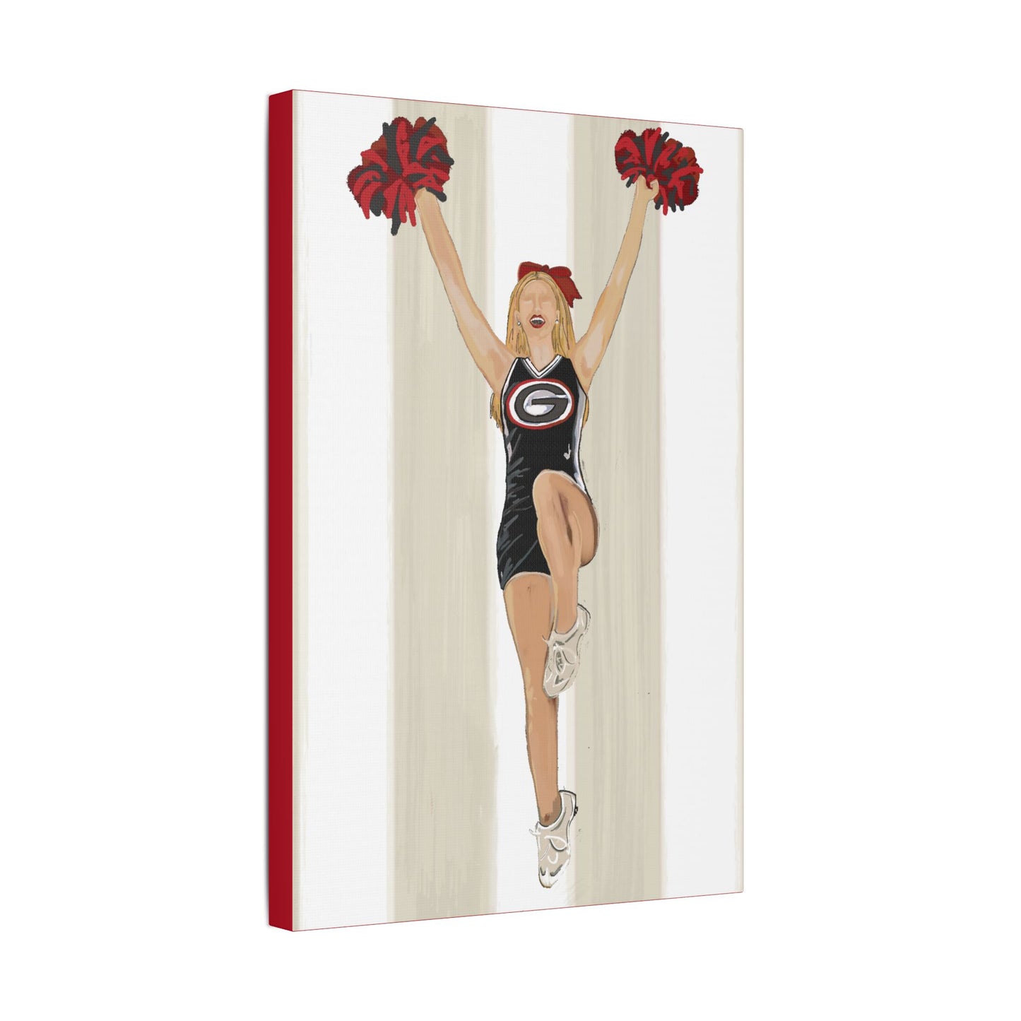 Buldldog Cheerleader Canvas Wall Art, Cheer Decoration, College Spirit Decor, Dorm Room Art, Team Pride Wall Hanging