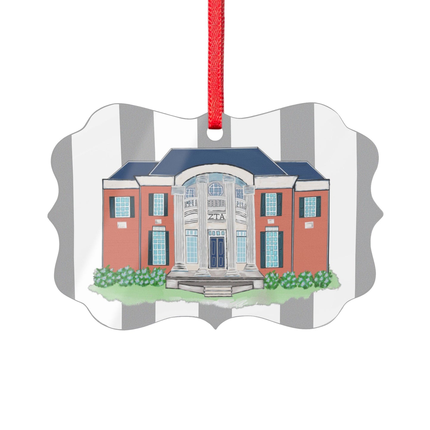 Greek Sorority GSU House Acrylic Ornament — Colonial Brick House Illustration Holiday Decoration