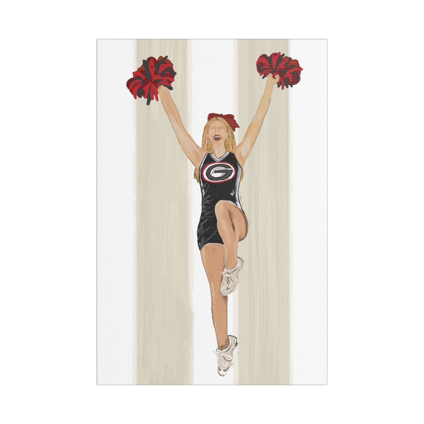 Buldldog Cheerleader Canvas Wall Art, Cheer Decoration, College Spirit Decor, Dorm Room Art, Team Pride Wall Hanging