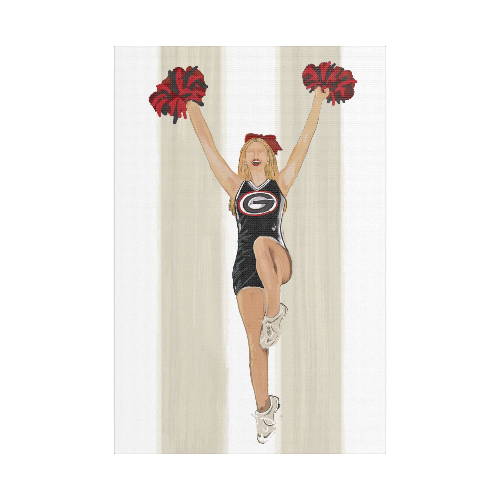 Buldldog Cheerleader Canvas Wall Art, Cheer Decoration, College Spirit Decor, Dorm Room Art, Team Pride Wall Hanging