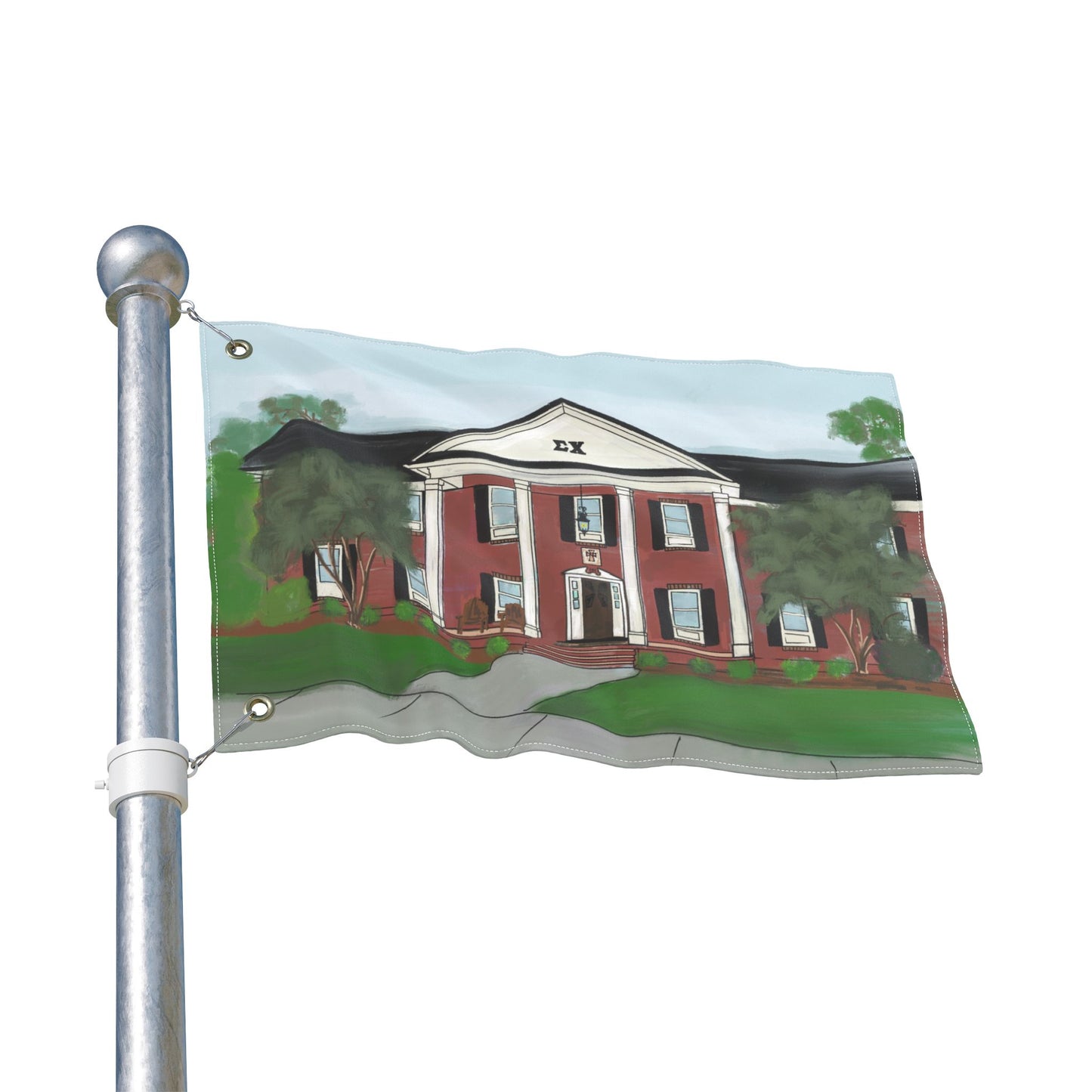 Greek Sigma Chi Fraternity House Georgia Southern Eagles Illustration Flag | Double Sided Flag, College House Decor