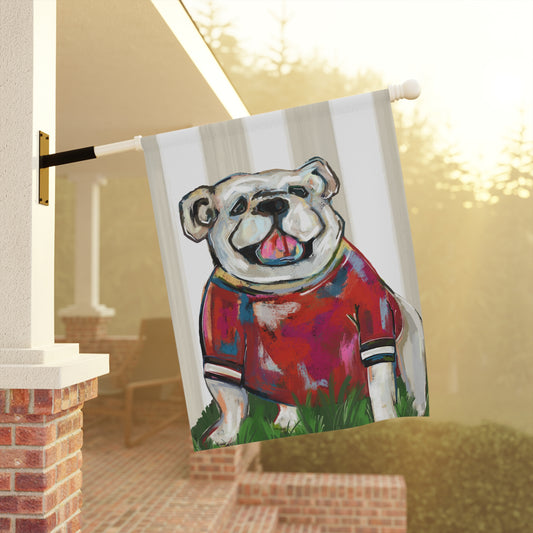 Bulldog Mascot Original Art Print for Dorm, Bulldog Fan Wall Tapestry, College Apartment Wall Hanging, Abstract Animal Painting