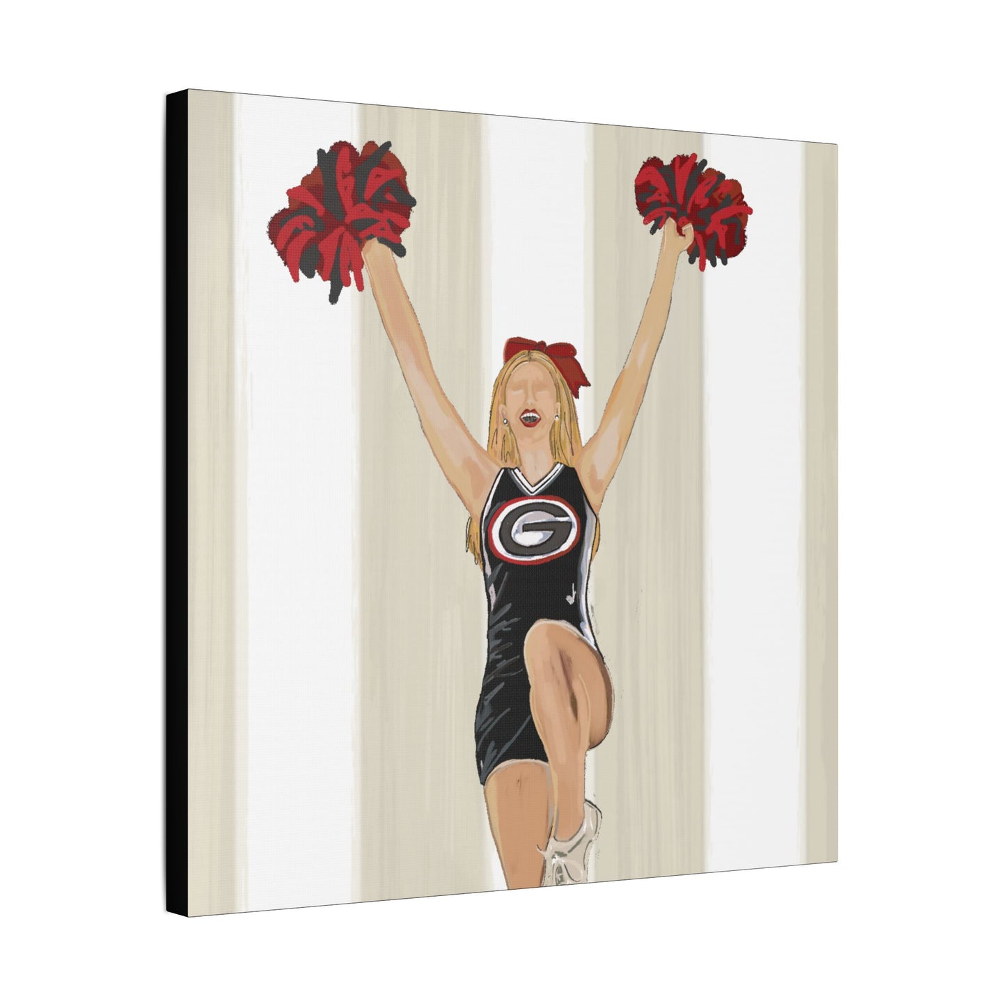 Buldldog Cheerleader Canvas Wall Art, Cheer Decoration, College Spirit Decor, Dorm Room Art, Team Pride Wall Hanging