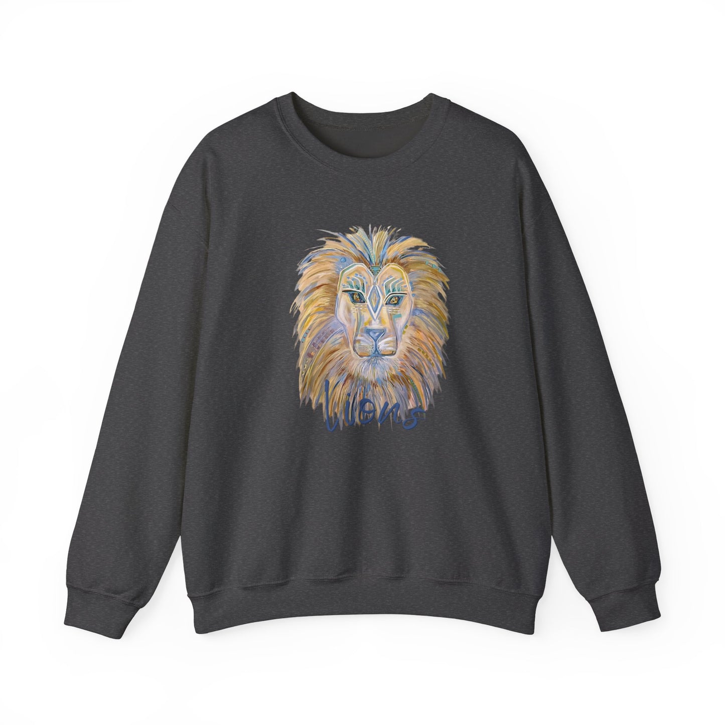 Lion Head Painting Crewneck Sweatshirt |original painting  made for Digital Artwork reproduction, Lion Portrait