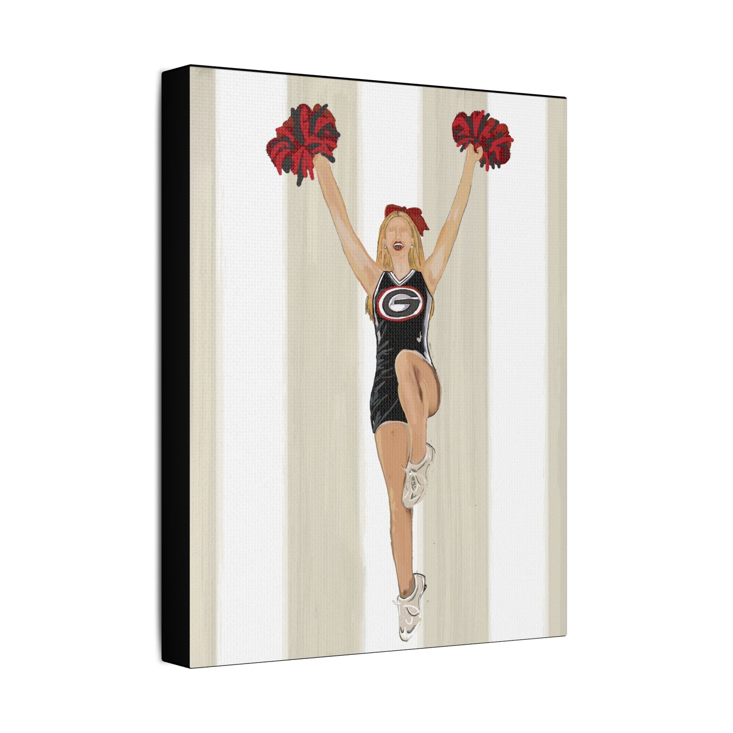 Buldldog Cheerleader Canvas Wall Art, Cheer Decoration, College Spirit Decor, Dorm Room Art, Team Pride Wall Hanging