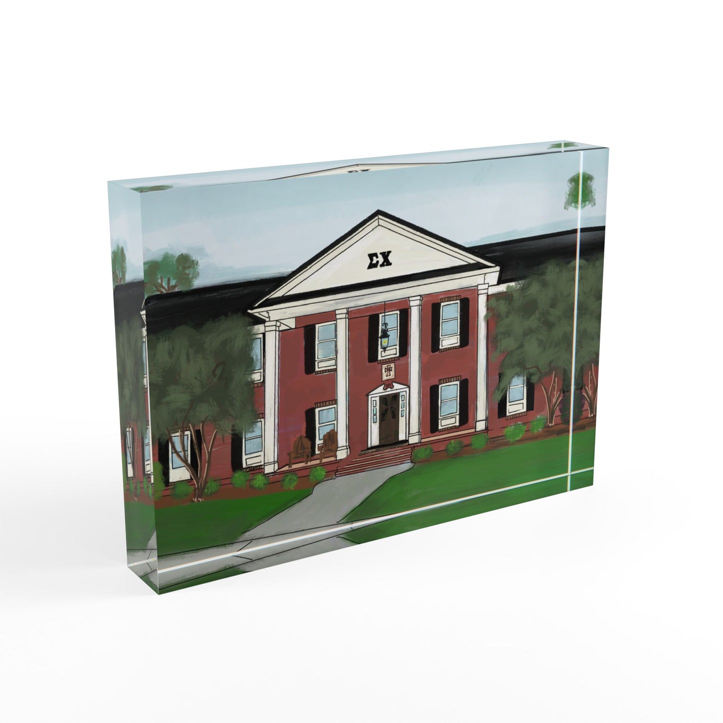Greek Fraternity House Illustration Photo Block | Campus Keepsake