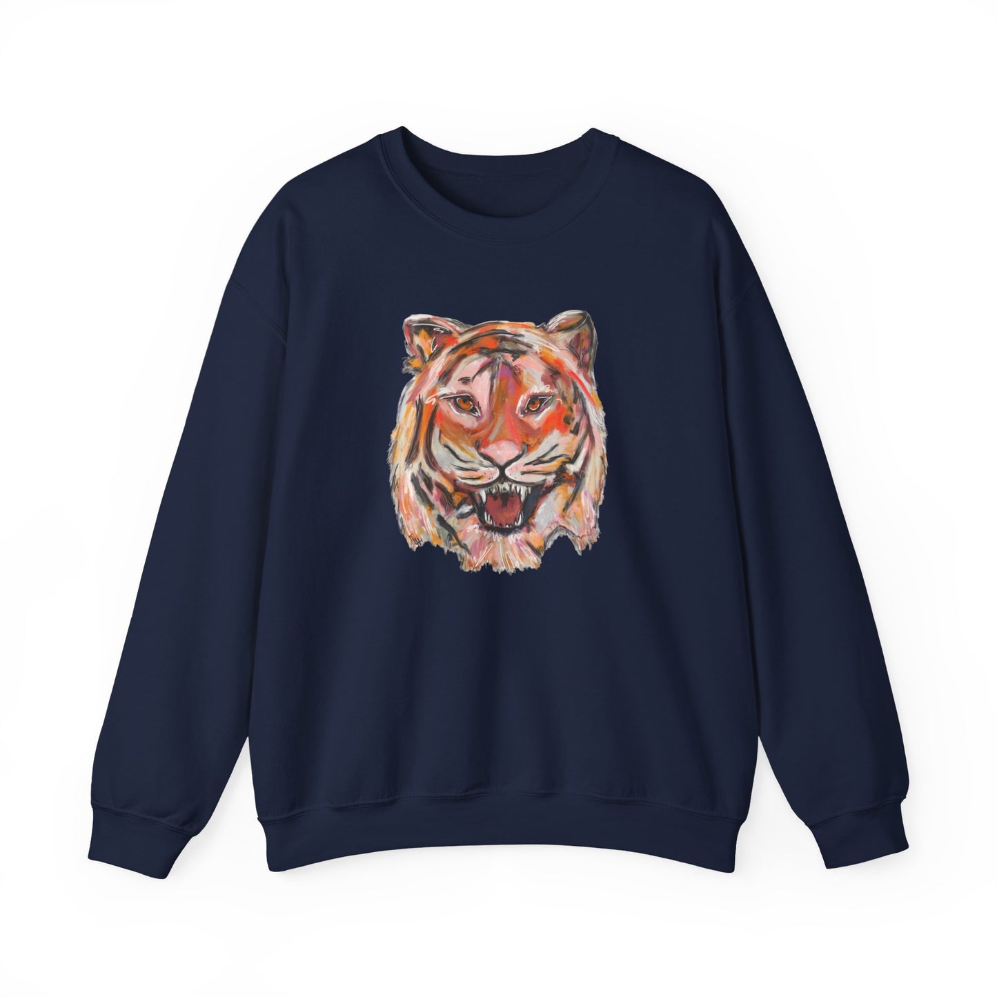 Tiger Mascot Sweatshirt, Acrylic Painting Crewneck, Wildlife Home Decor, Animal Lover Gift, Rustic Art Apparel
