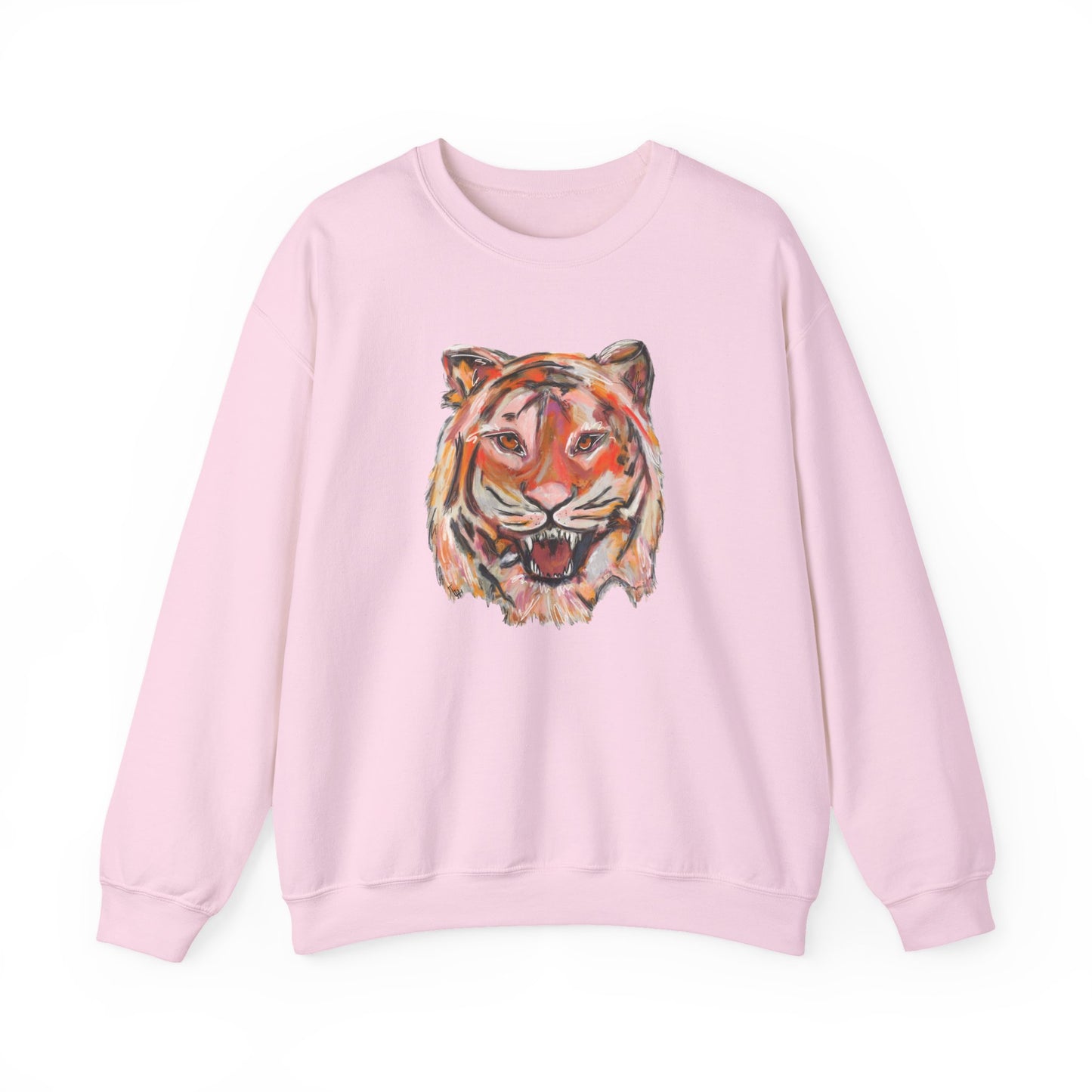 Tiger Mascot Sweatshirt, Acrylic Painting Crewneck, Wildlife Home Decor, Animal Lover Gift, Rustic Art Apparel