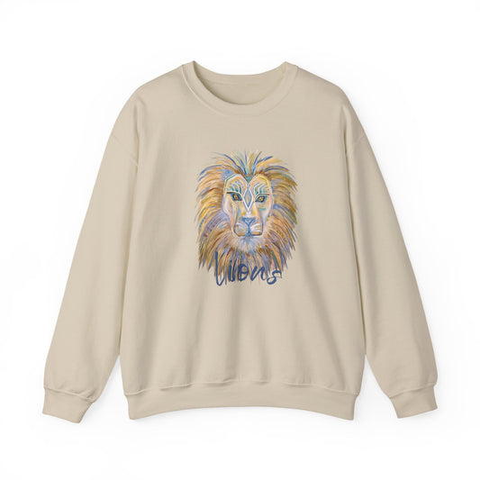 Lion Head Painting Crewneck Sweatshirt |original painting  made for Digital Artwork reproduction, Lion Portrait