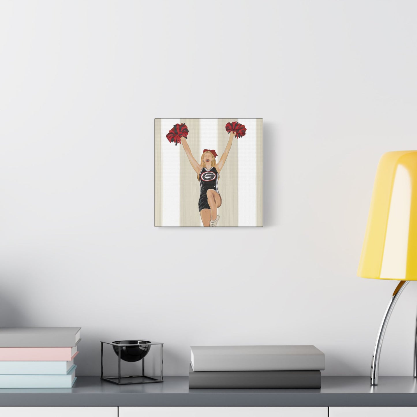 Buldldog Cheerleader Canvas Wall Art, Cheer Decoration, College Spirit Decor, Dorm Room Art, Team Pride Wall Hanging