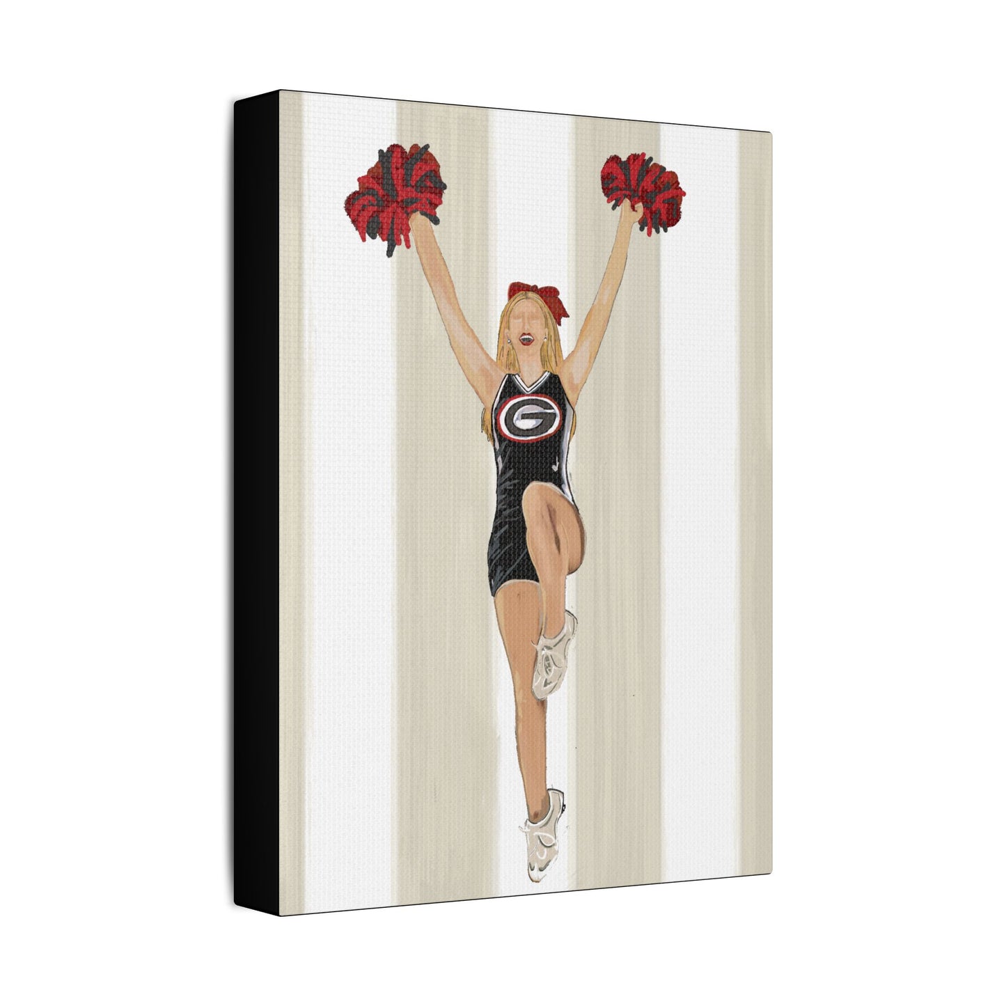 Buldldog Cheerleader Canvas Wall Art, Cheer Decoration, College Spirit Decor, Dorm Room Art, Team Pride Wall Hanging