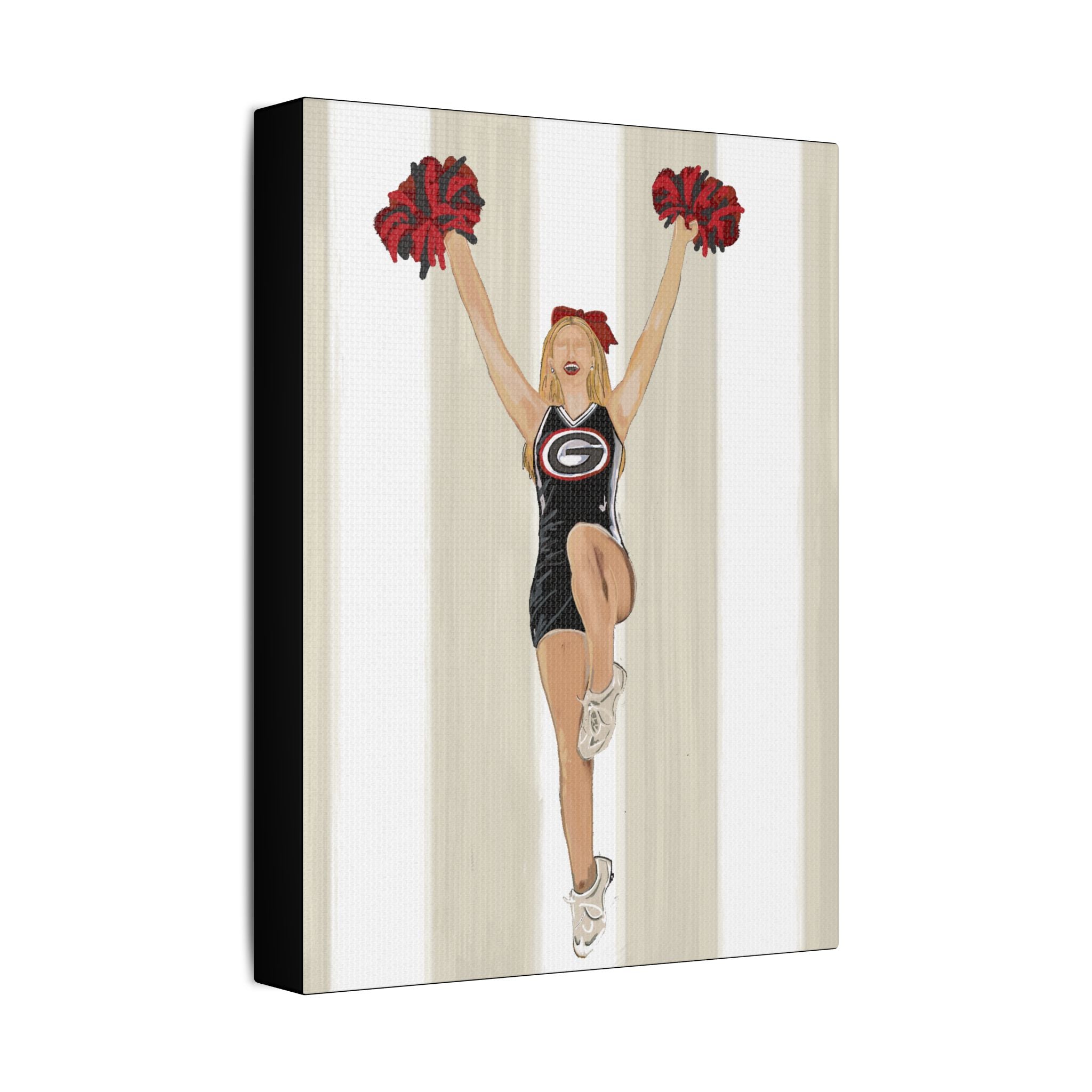 Buldldog Cheerleader Canvas Wall Art, Cheer Decoration, College Spirit Decor, Dorm Room Art, Team Pride Wall Hanging