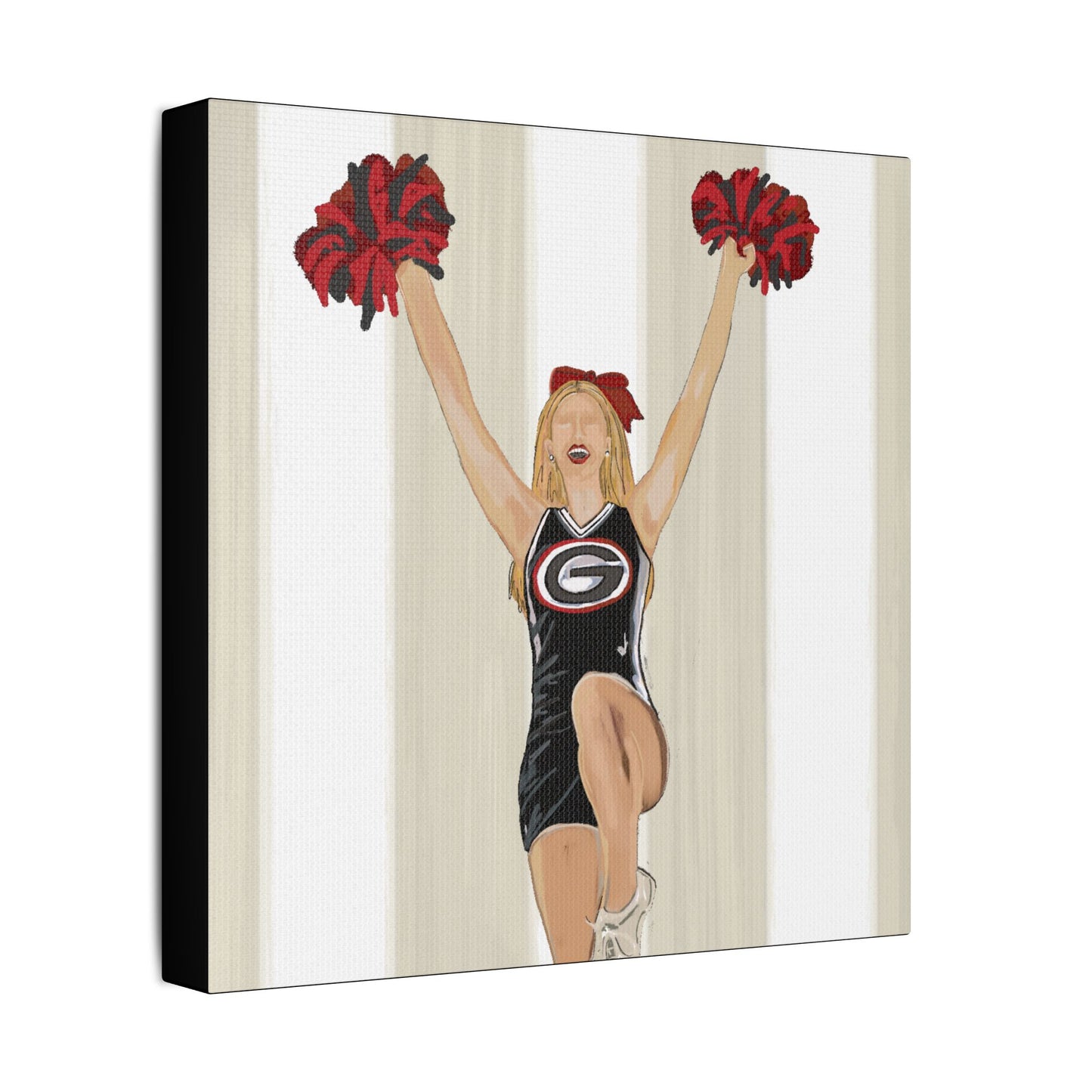 Buldldog Cheerleader Canvas Wall Art, Cheer Decoration, College Spirit Decor, Dorm Room Art, Team Pride Wall Hanging