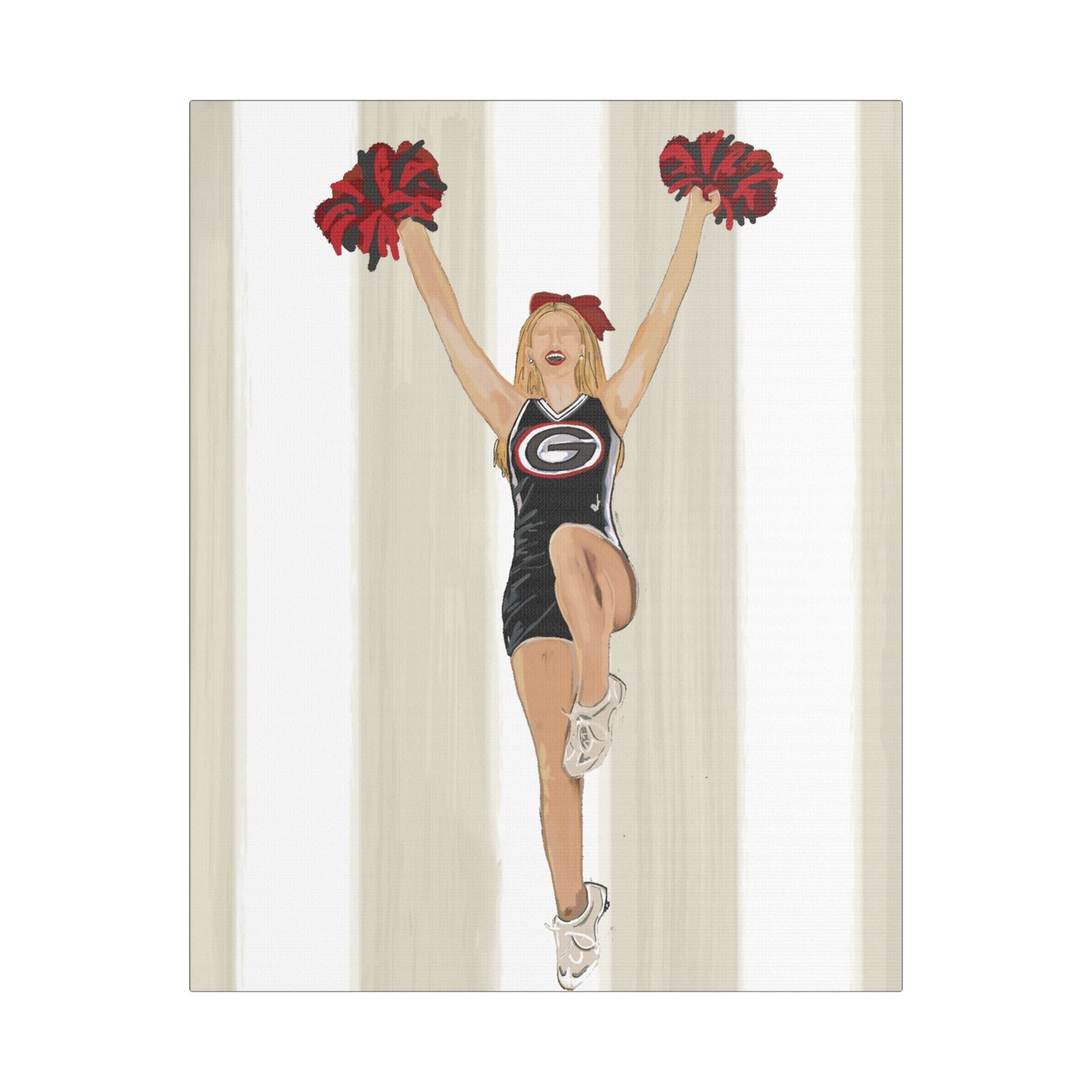 Buldldog Cheerleader Canvas Wall Art, Cheer Decoration, College Spirit Decor, Dorm Room Art, Team Pride Wall Hanging