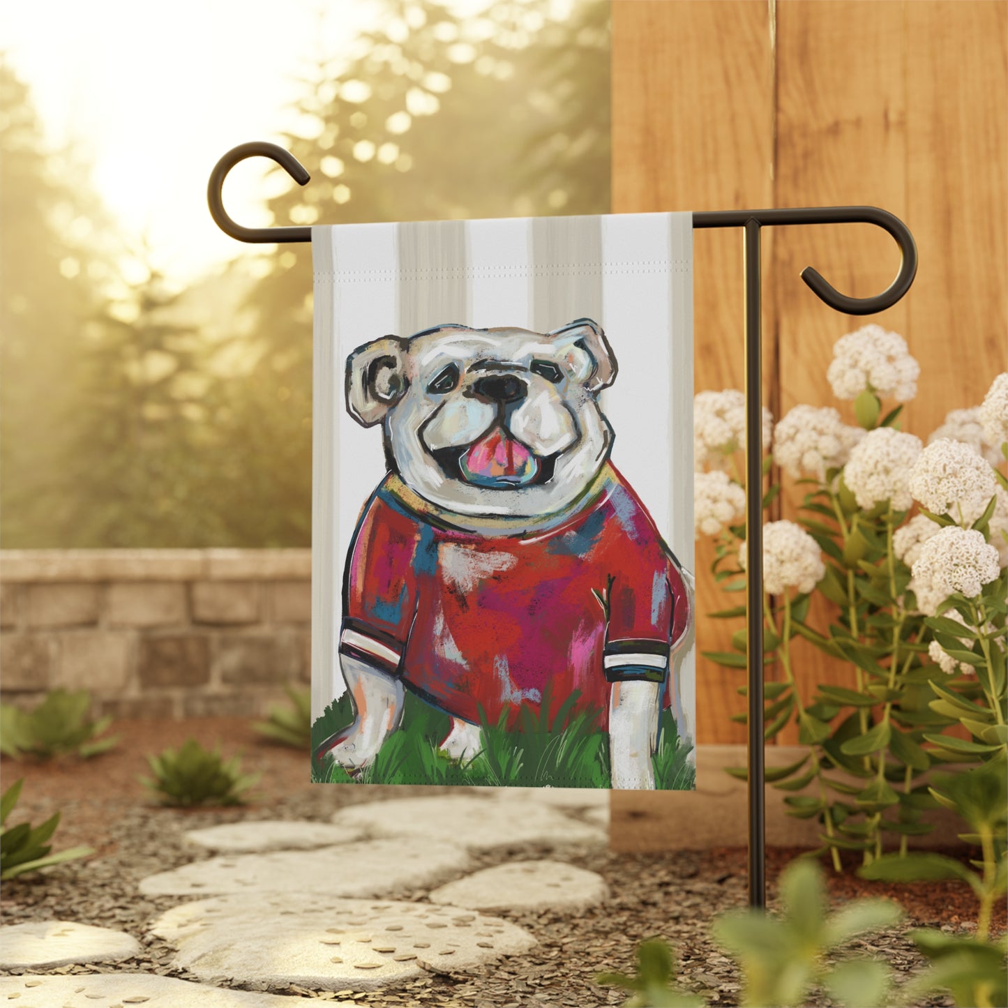 Bulldog Mascot Original Art Print for Dorm, Bulldog Fan Wall Tapestry, College Apartment Wall Hanging, Abstract Animal Painting