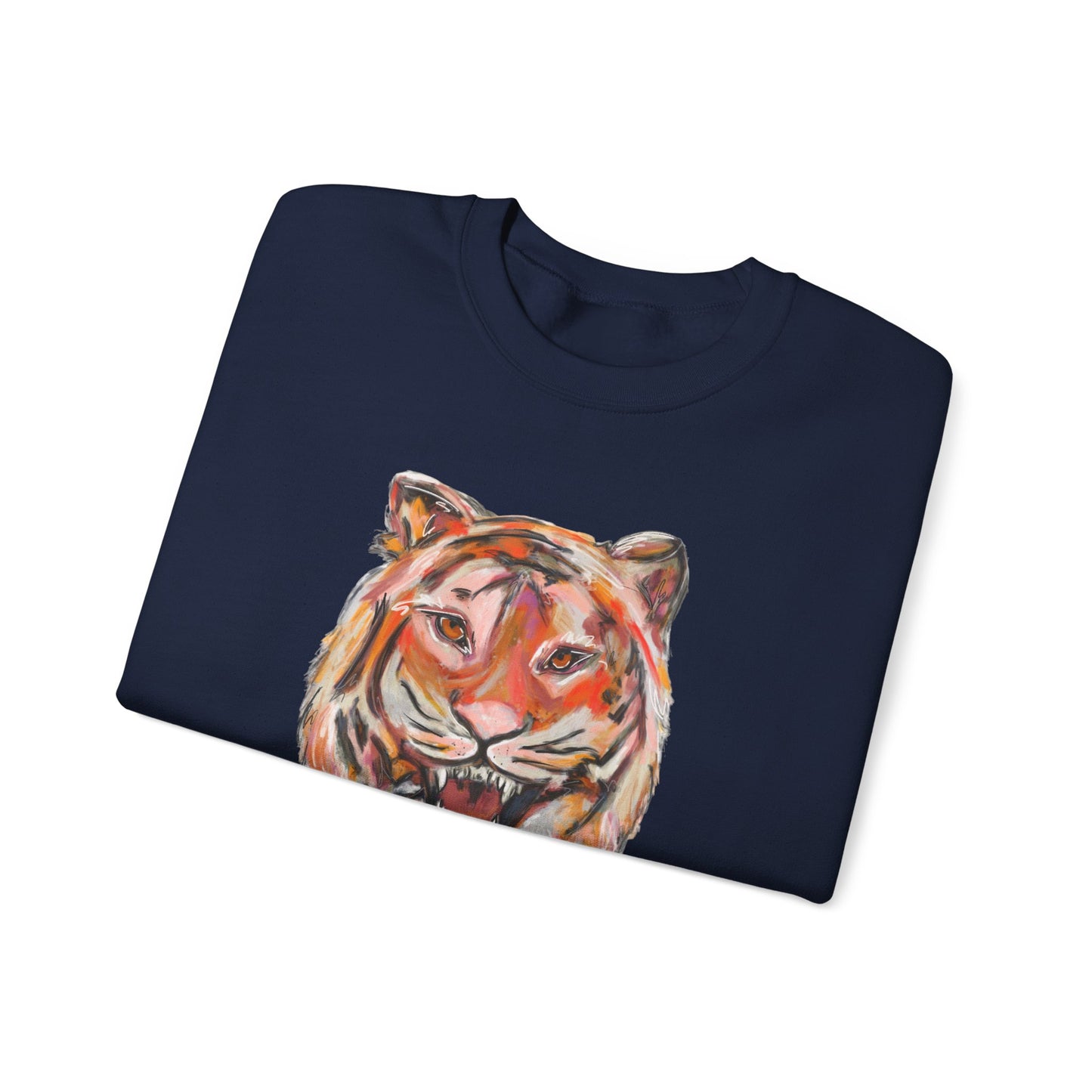 Tiger Mascot Sweatshirt, Acrylic Painting Crewneck, Wildlife Home Decor, Animal Lover Gift, Rustic Art Apparel