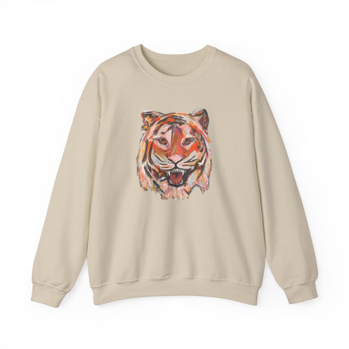 Tiger Mascot Sweatshirt, Acrylic Painting Crewneck, Wildlife Home Decor, Animal Lover Gift, Rustic Art Apparel