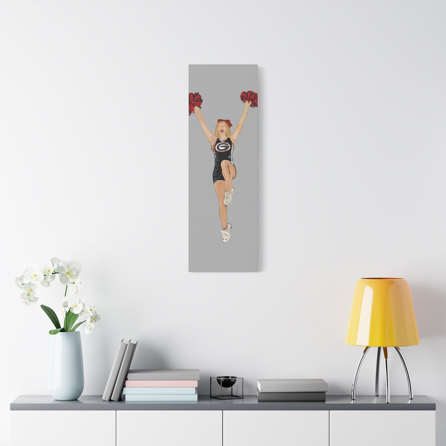 Buldldog Cheerleader Canvas Wall Art, Cheer Decoration, College Spirit Decor, Dorm Room Art, Team Pride Wall Hanging