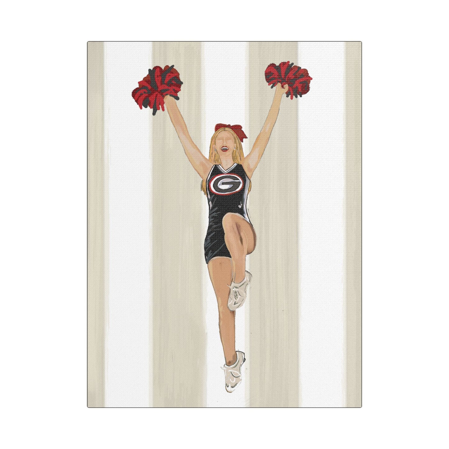 Buldldog Cheerleader Canvas Wall Art, Cheer Decoration, College Spirit Decor, Dorm Room Art, Team Pride Wall Hanging