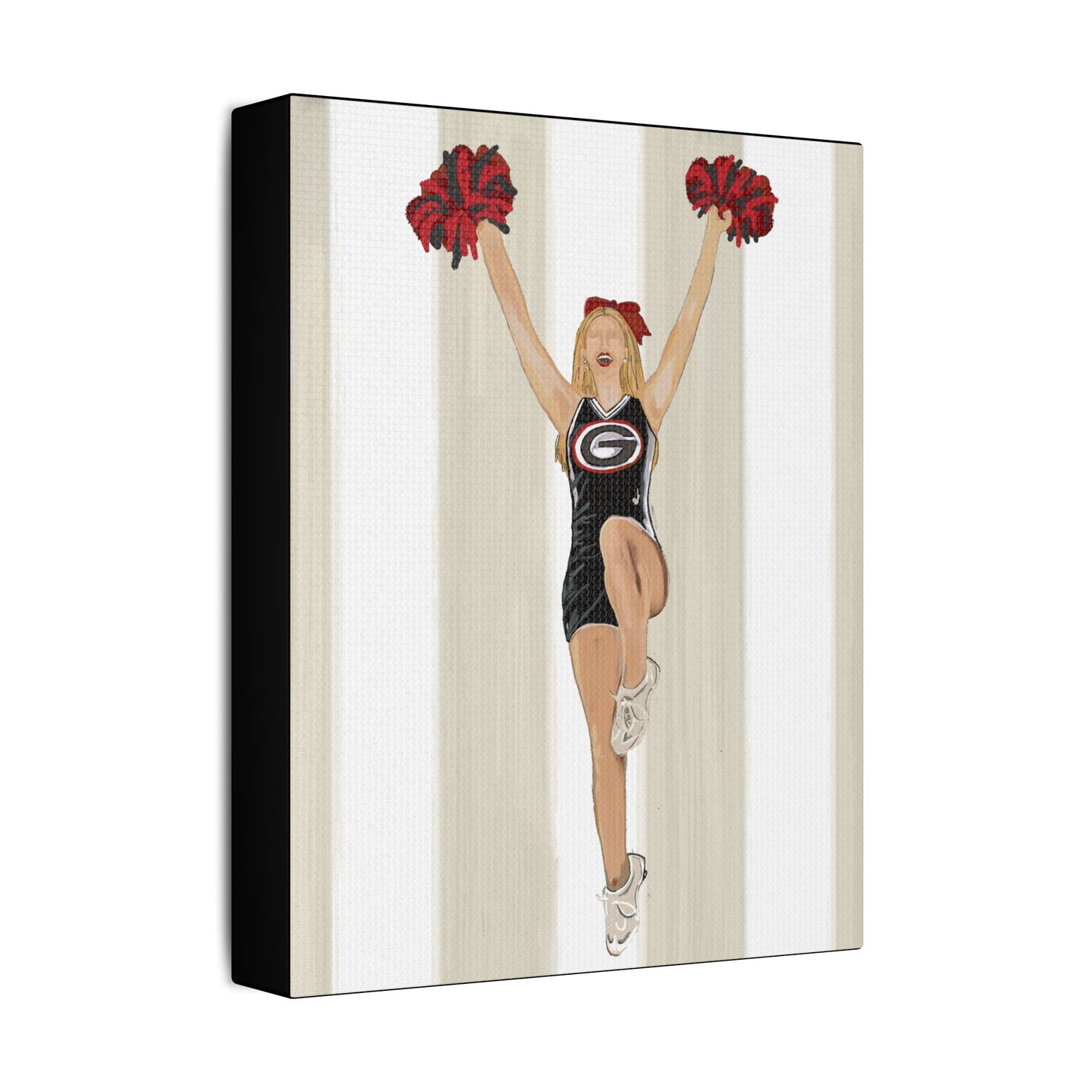 Buldldog Cheerleader Canvas Wall Art, Cheer Decoration, College Spirit Decor, Dorm Room Art, Team Pride Wall Hanging