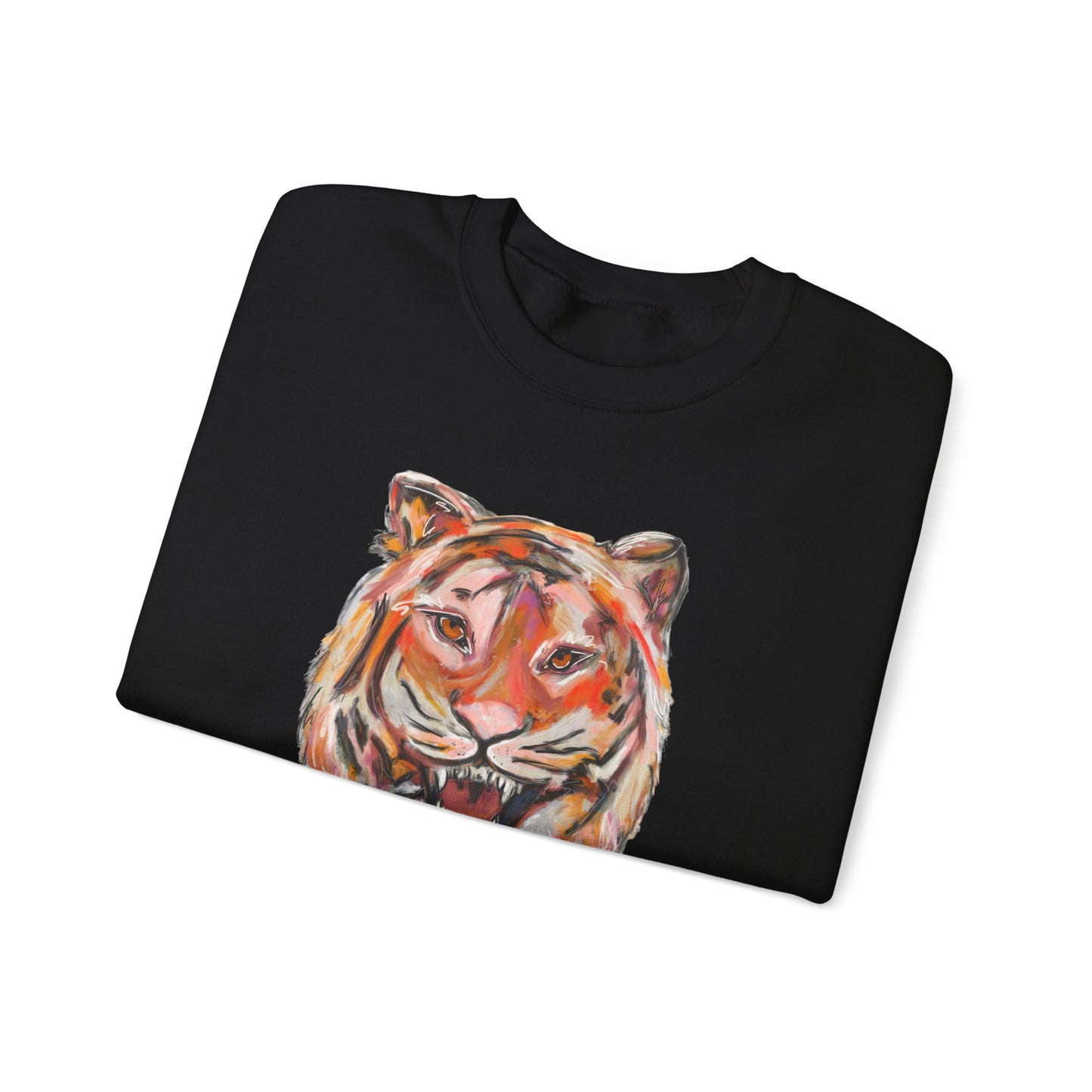 Tiger Mascot Sweatshirt, Acrylic Painting Crewneck, Wildlife Home Decor, Animal Lover Gift, Rustic Art Apparel