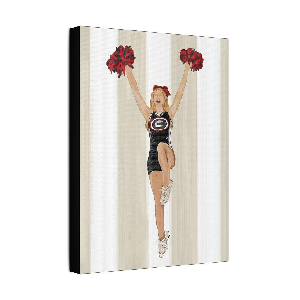 Buldldog Cheerleader Canvas Wall Art, Cheer Decoration, College Spirit Decor, Dorm Room Art, Team Pride Wall Hanging