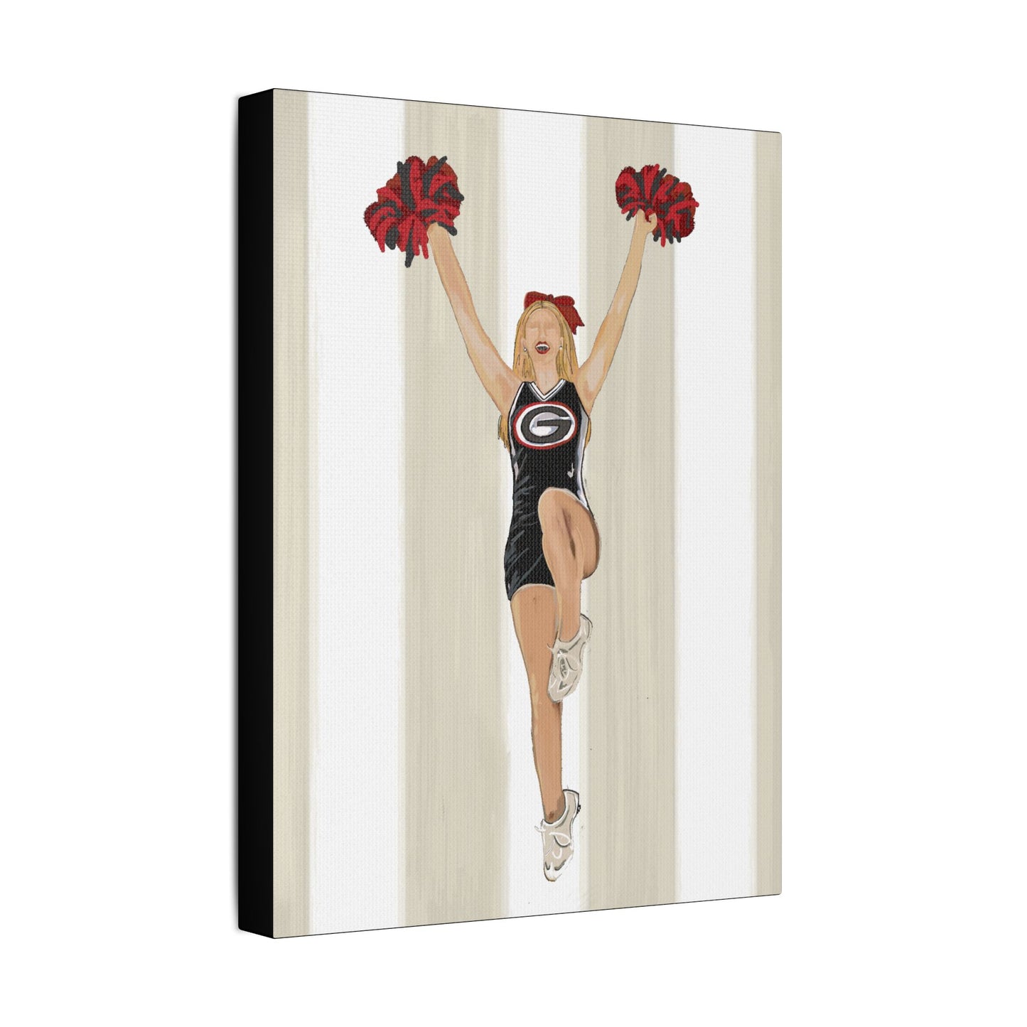 Buldldog Cheerleader Canvas Wall Art, Cheer Decoration, College Spirit Decor, Dorm Room Art, Team Pride Wall Hanging