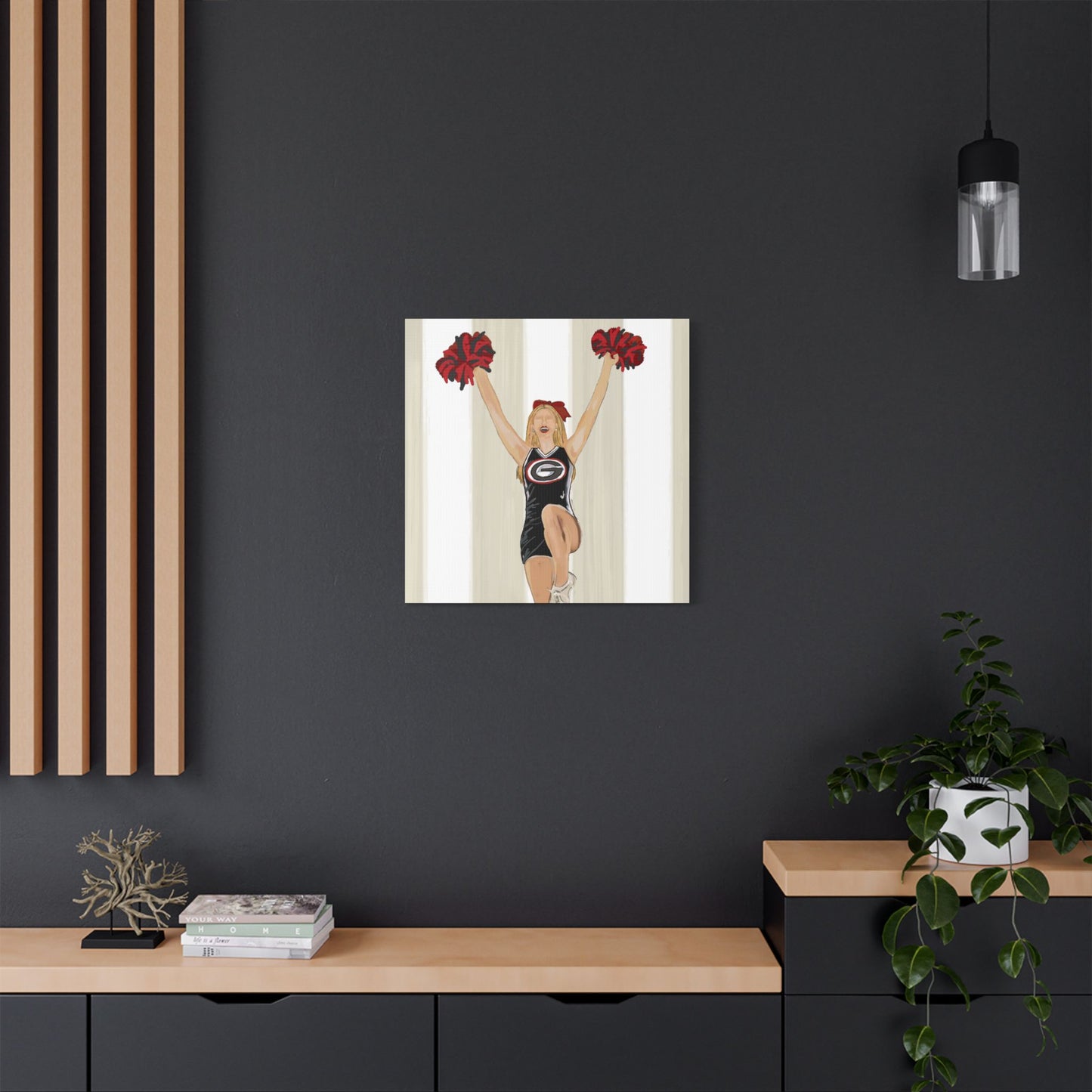Buldldog Cheerleader Canvas Wall Art, Cheer Decoration, College Spirit Decor, Dorm Room Art, Team Pride Wall Hanging