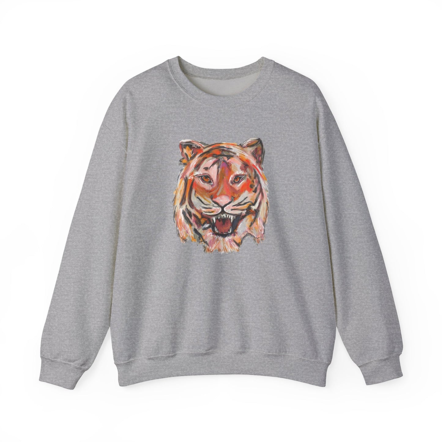 Tiger Mascot Sweatshirt, Acrylic Painting Crewneck, Wildlife Home Decor, Animal Lover Gift, Rustic Art Apparel