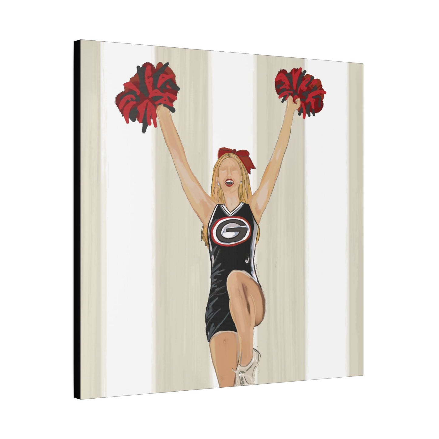 Buldldog Cheerleader Canvas Wall Art, Cheer Decoration, College Spirit Decor, Dorm Room Art, Team Pride Wall Hanging