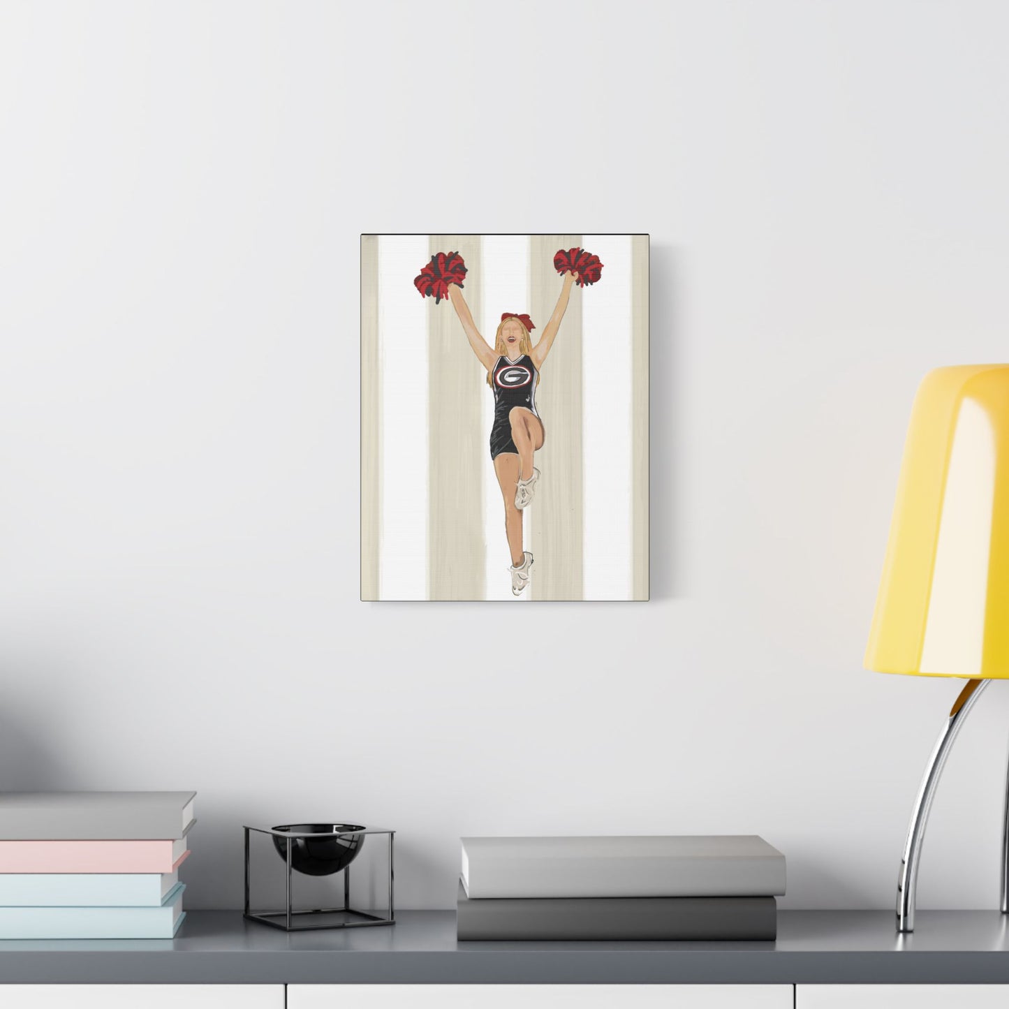 Buldldog Cheerleader Canvas Wall Art, Cheer Decoration, College Spirit Decor, Dorm Room Art, Team Pride Wall Hanging