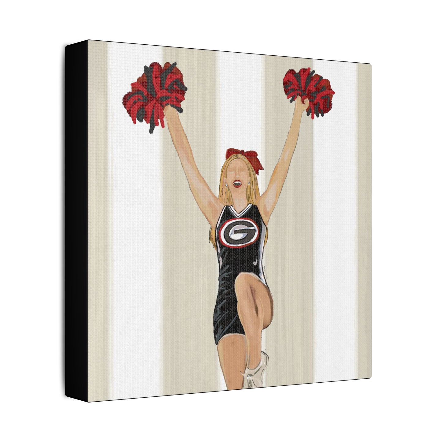 Buldldog Cheerleader Canvas Wall Art, Cheer Decoration, College Spirit Decor, Dorm Room Art, Team Pride Wall Hanging