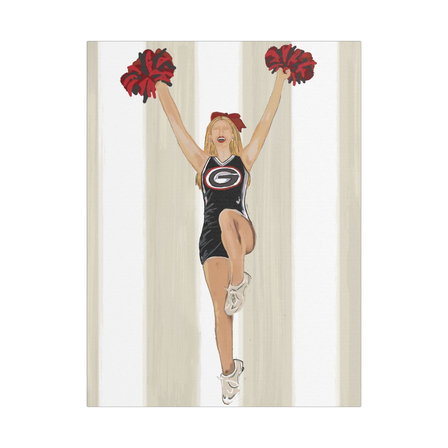 Buldldog Cheerleader Canvas Wall Art, Cheer Decoration, College Spirit Decor, Dorm Room Art, Team Pride Wall Hanging