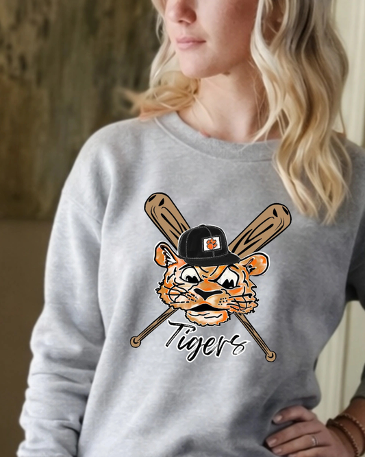 Tigers at Bat Unisex Sweatshirt Custom Illustration Reproduction